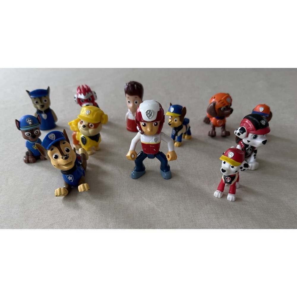 Paw Patrol Figure Lot of 12 Chase Marshall Ryder Rubble Zuma Rocky Toy Set